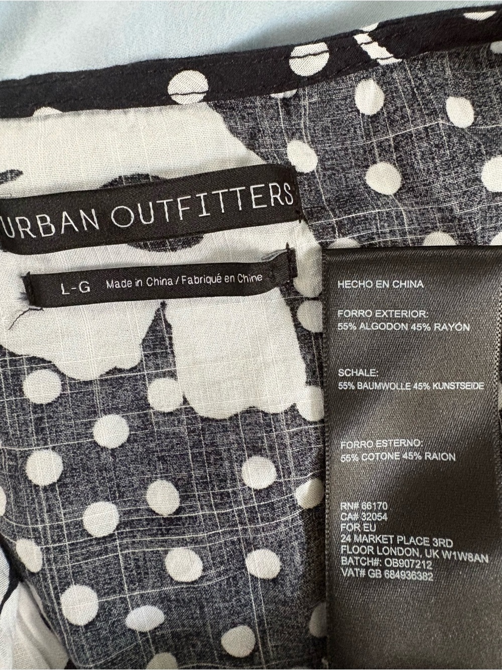 Urban Outfitters Black & White Floral Polka Dot Wrap Mini Dress Size Large - Picture 10 of 10